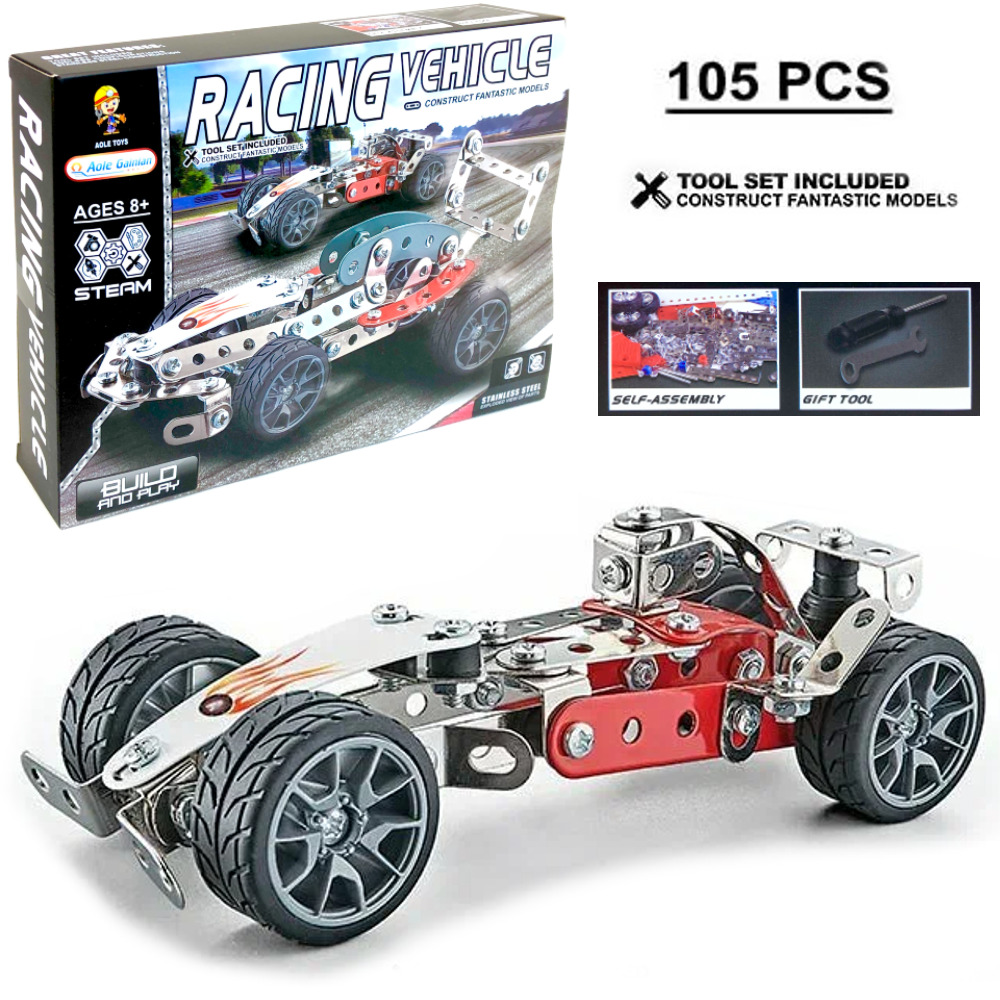 Конструктор металлический Playsmart Гоночная машина Racing Vehicle, 105 дет. 110662