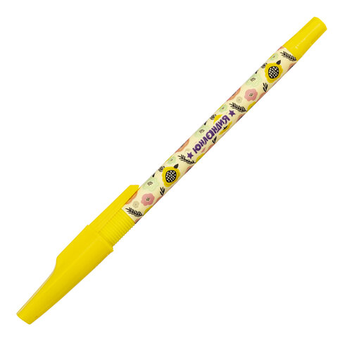 

Ручка шариковая ЮНЛАНДИЯ "FLOWERS", синяя, SOFT TOUCH покрытие, 1 шт