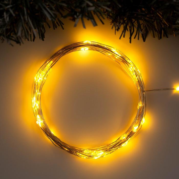 

Светодиодная нить Luazon Lighting Нить роса 5198357 10 м желтый, Нить роса