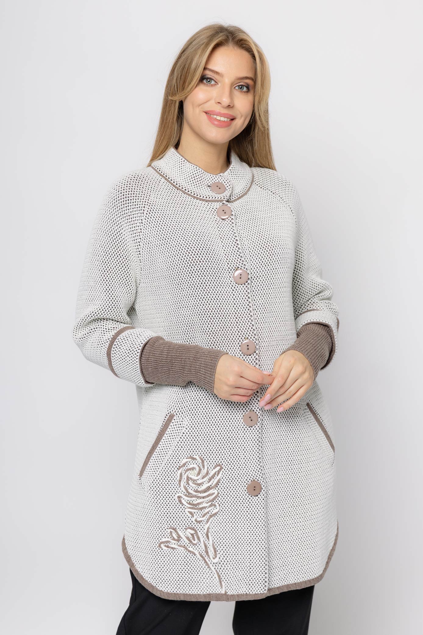 фото Кардиган женский текстильная мануфактура д 2588 белый 56 ru