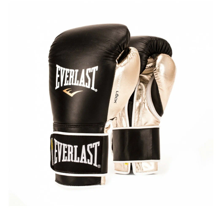 Перчатки тренировочные Everlast Powerlock 12oz чёрно-золотые, 1 пара