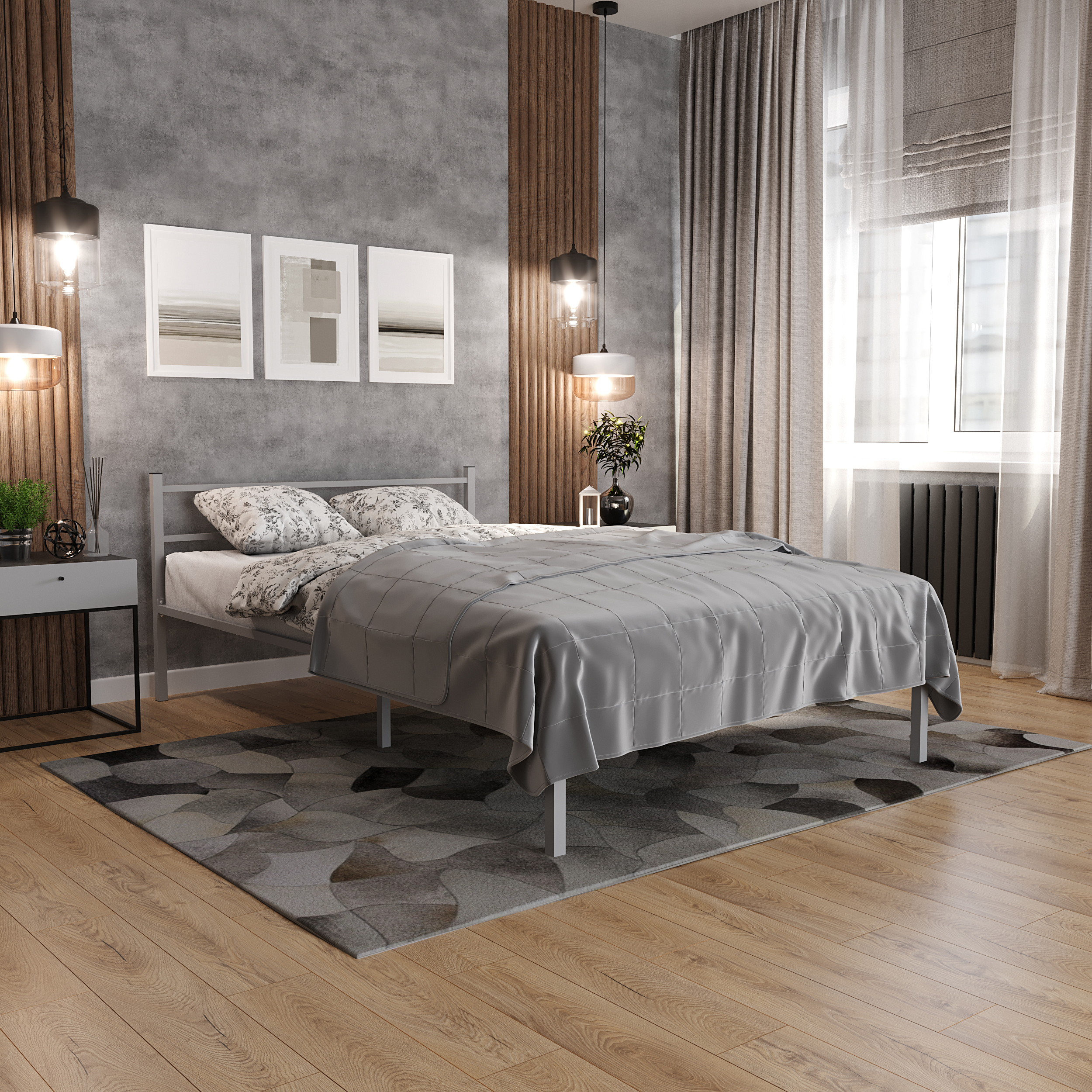 

кровать ЛайфМебель Фади 120х200 серая, Серый, Фади