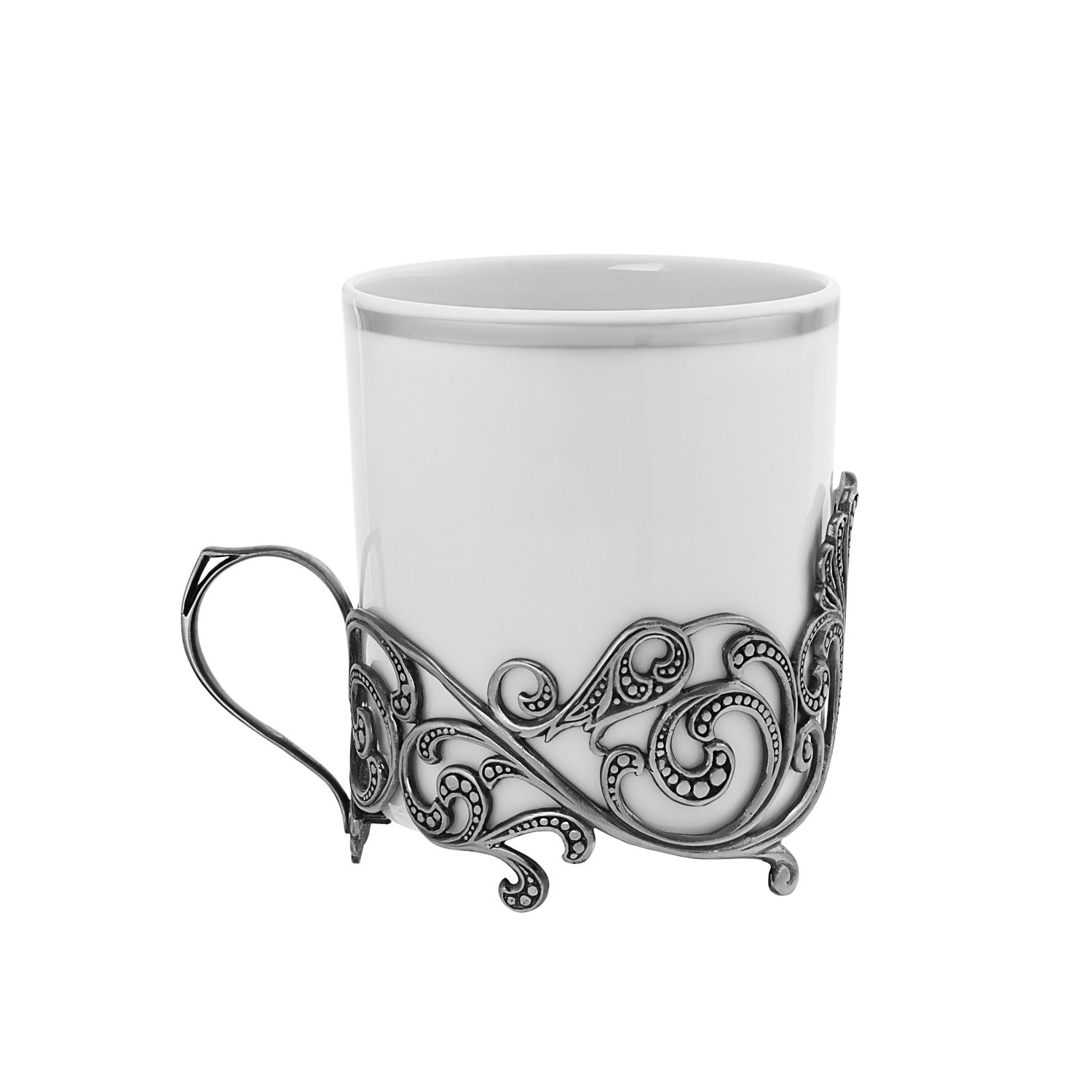 фото Набор чашек кофейных кольчугинский мельхиор витая посеребренный с ложками