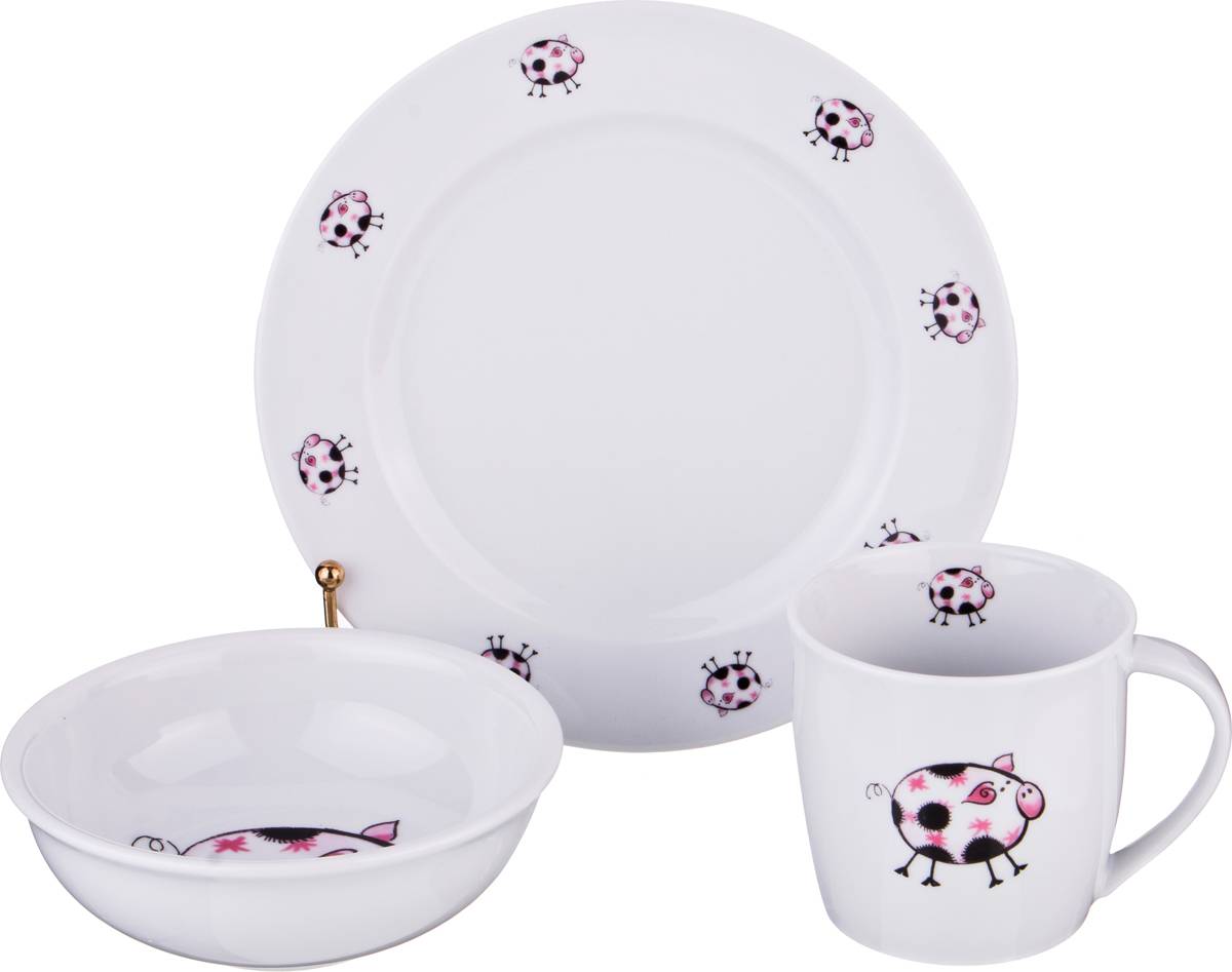 Набор посуды из 3 предметов Dubi кружка 300мл тарелка 21.5см салатник 15см 606-840_