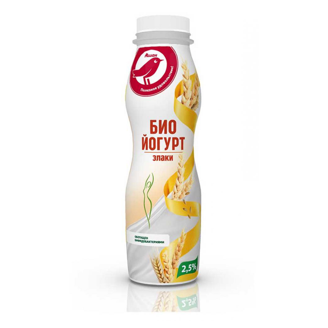 

Питьевой биойогурт АШАН злаки 2,5% 290 г