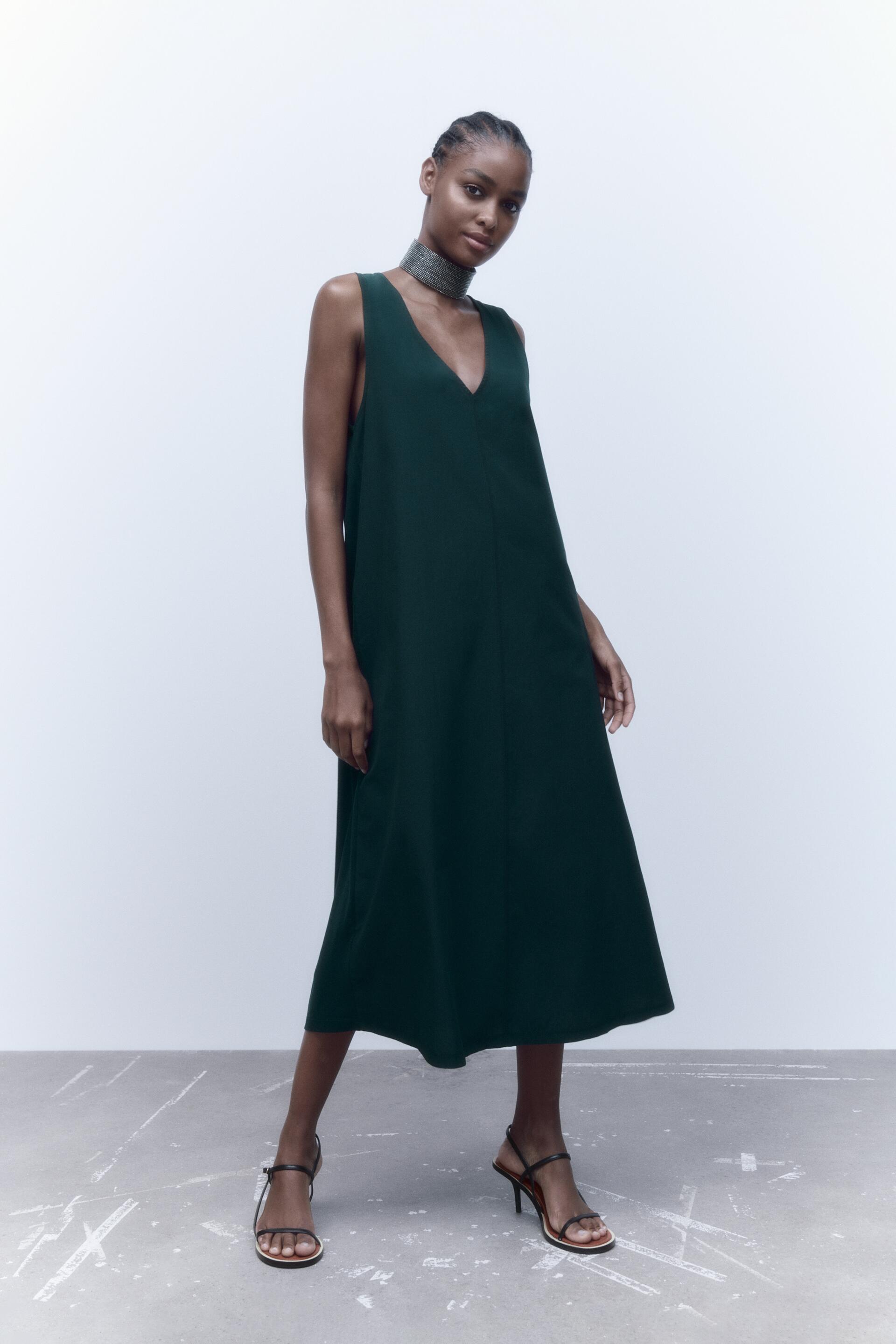 

Платье женское ZARA 00264816 зеленое M (доставка из-за рубежа), 00264816