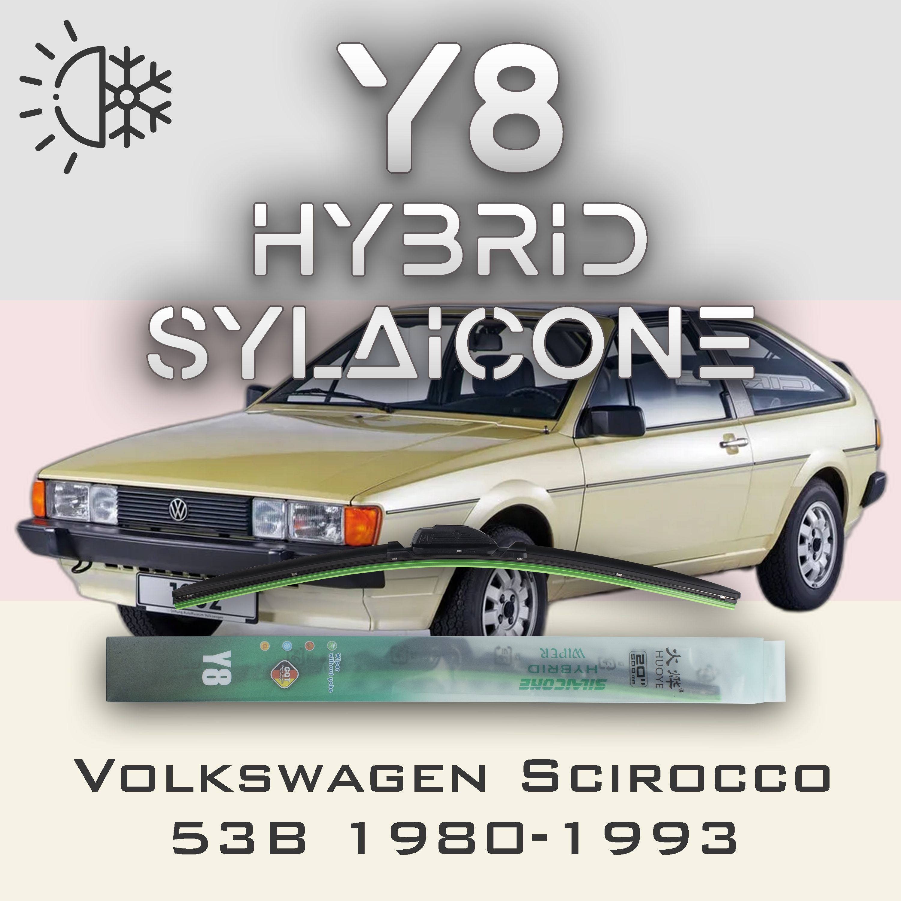 

Комплект щеток стеклоочистителя HUOYE Y8-Volkswagen Scirocco 53B 1980-1993, Y8