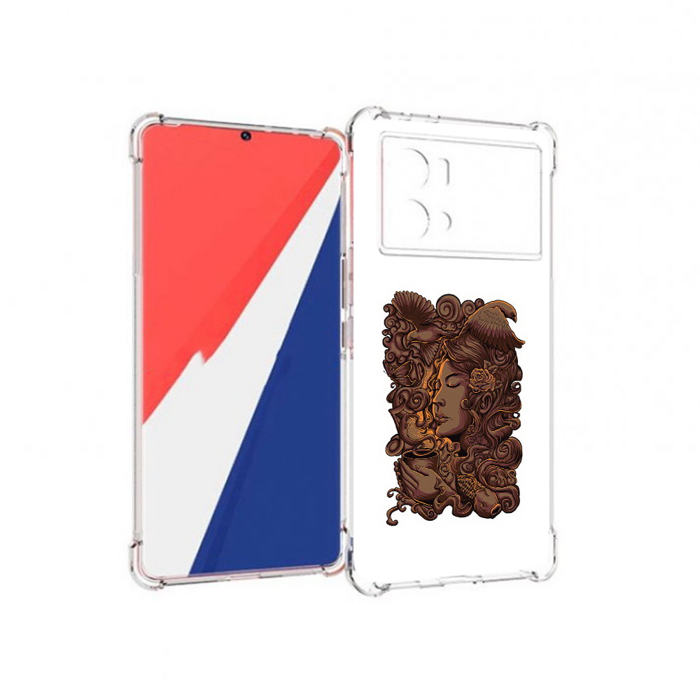 

Чехол MyPads Tocco для Vivo 9 Pro девушка с длинными волосами абстракция, Прозрачный, Tocco