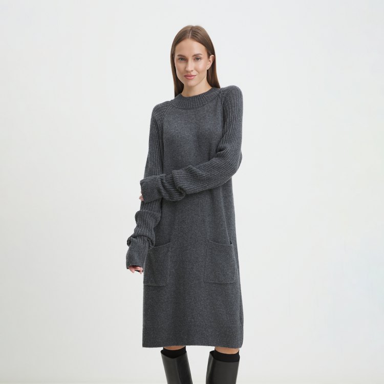 

Платье женское Maison David Knitted dress серое XS, Серый, Knitted dress