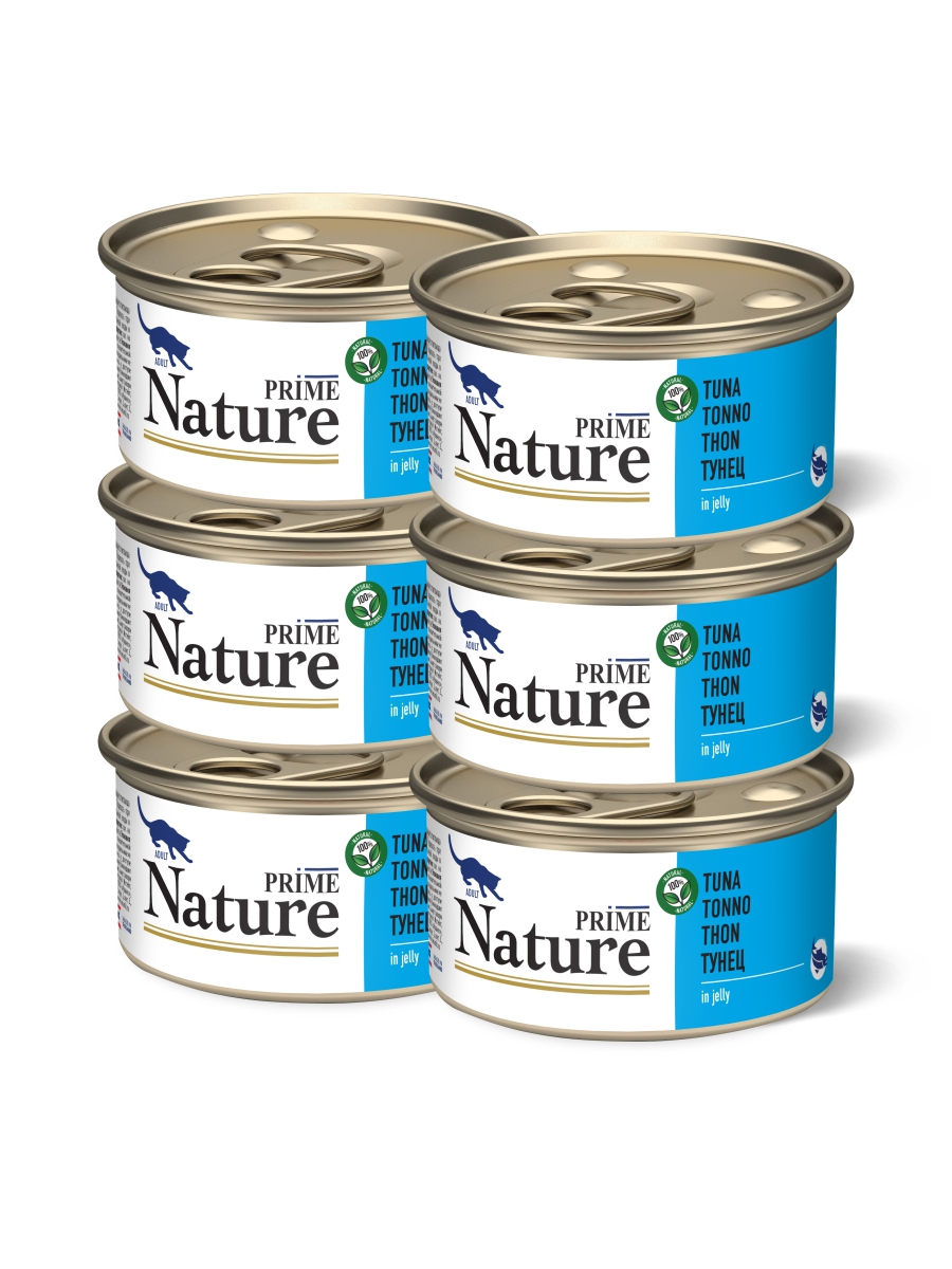 

Консервы для кошек PRIME NATURE Тунец в желе, 6шт по 85г, Nature