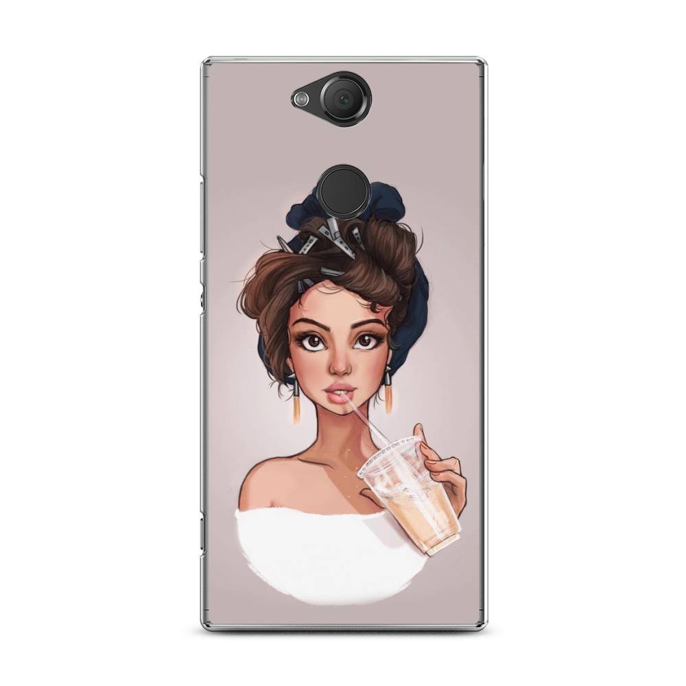 

Чехол на Sony Xperia XA2 Plus "Девушка с фраппе", Серый, 53550-6