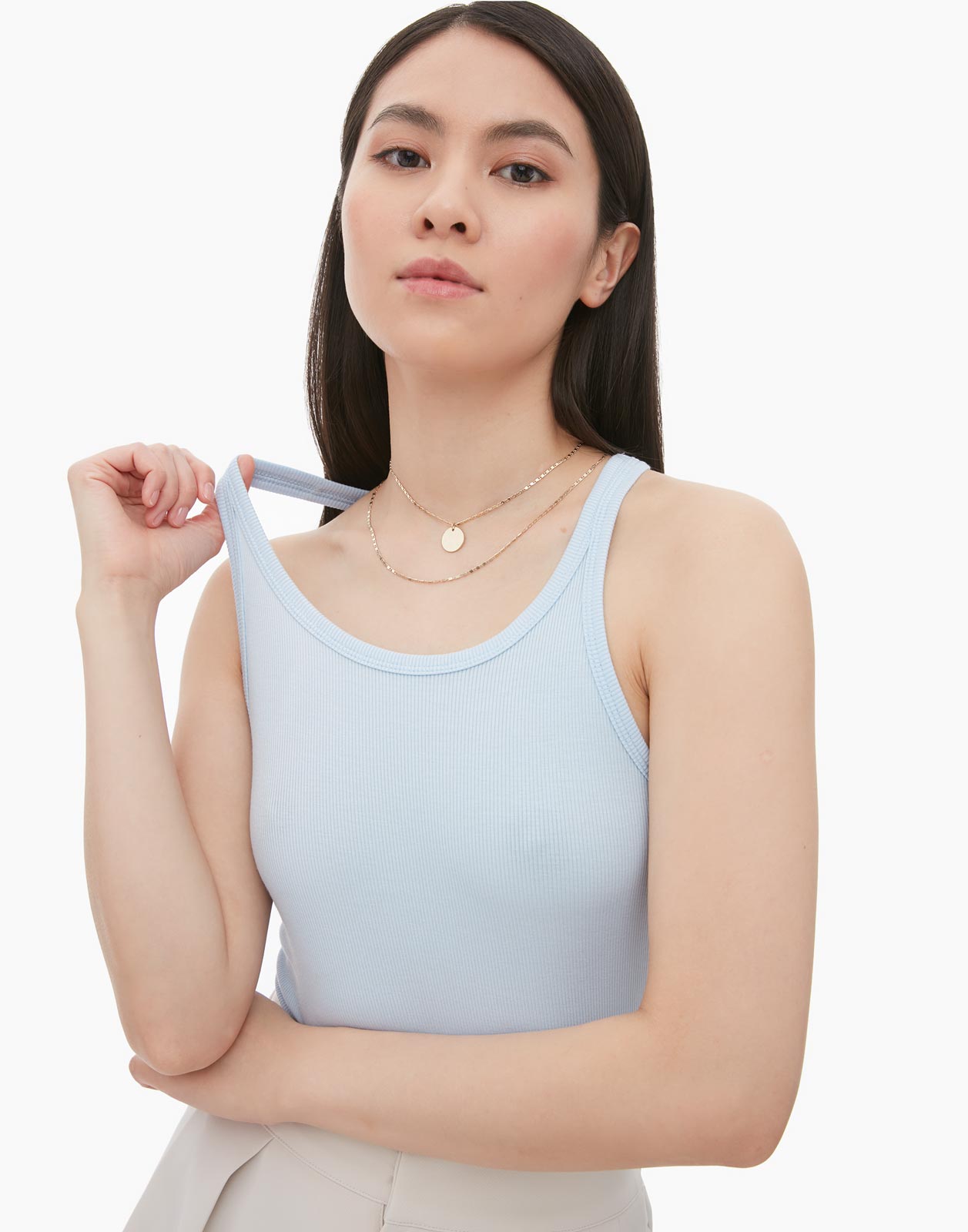 

Майка женская Gloria Jeans GTN003490 голубая S, Голубой, GTN003490