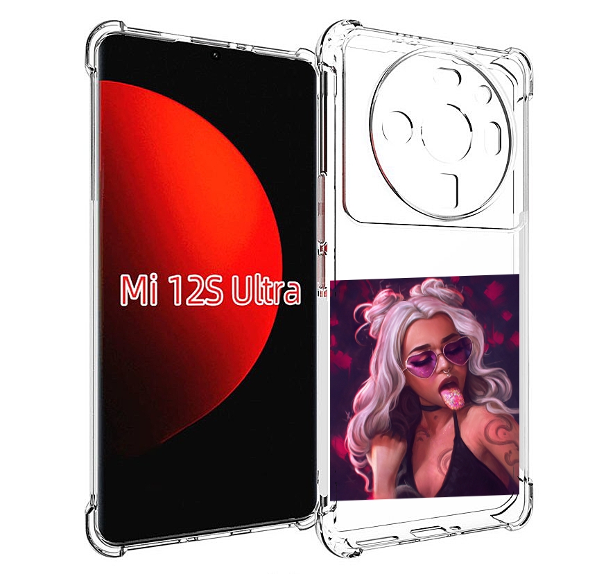 

Чехол MyPads блестящий-язык женский для Xiaomi 12S Ultra, Прозрачный, Tocco