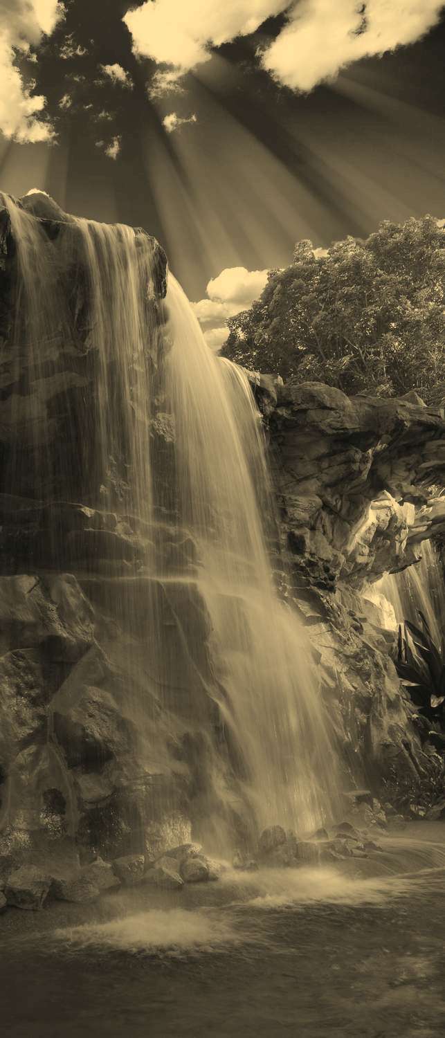 

Самоклеющиеся фотообои "Красивый водопад", 90x210 см, эффект сепия