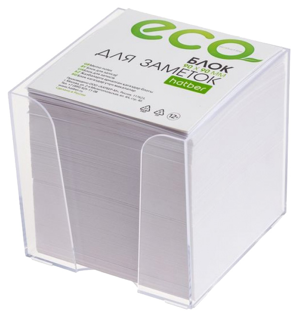 

Блок для заметок Hatber Eco белый 9 х 9 х 9 см