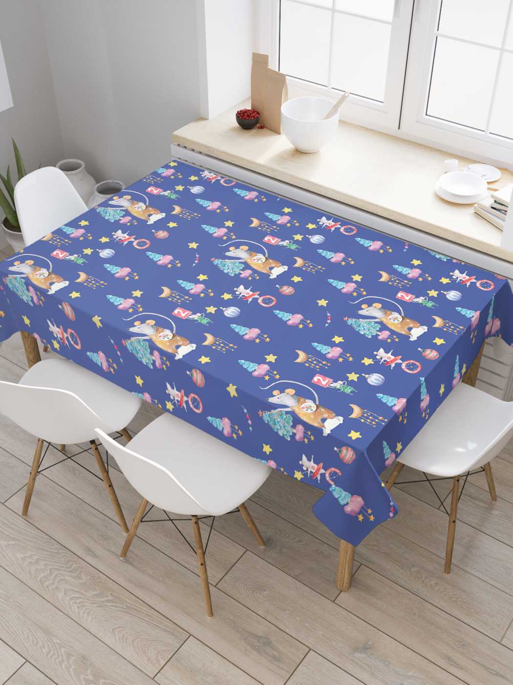 

Скатерть прямоугольная JoyArty "Мышка рисует" из сатена, 120x145 см, Синий, Мышка рисует
