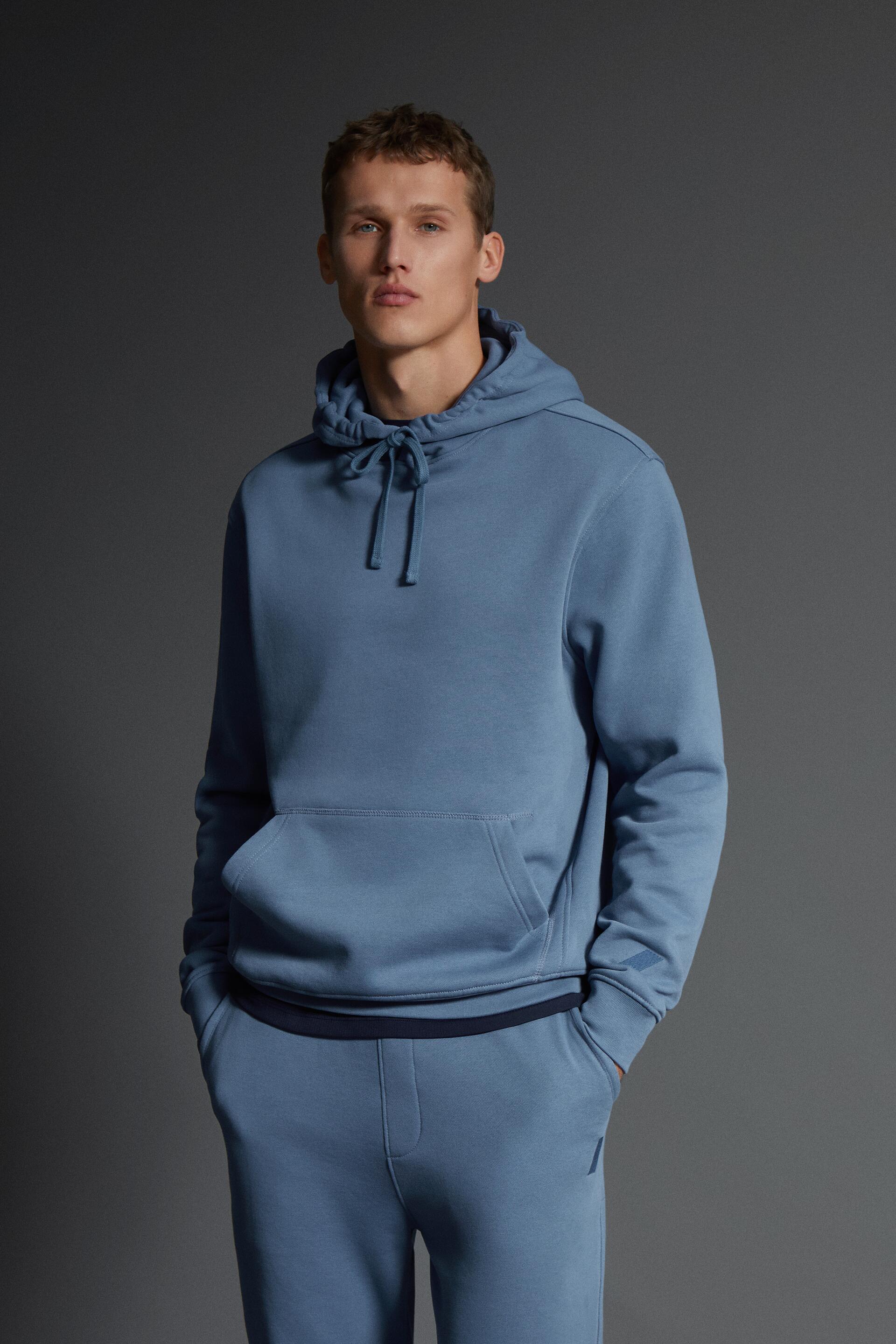 Худи мужское ZARA 00761452 голубое L (доставка из-за рубежа)