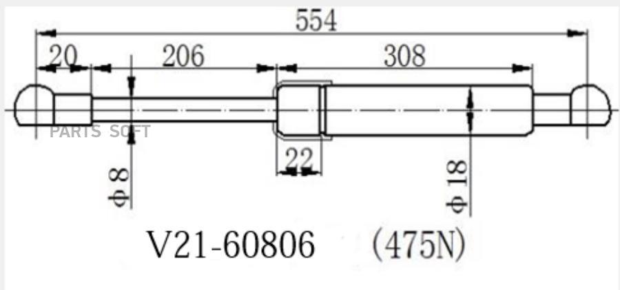 

Амортизатор багажника JETT V21-60806