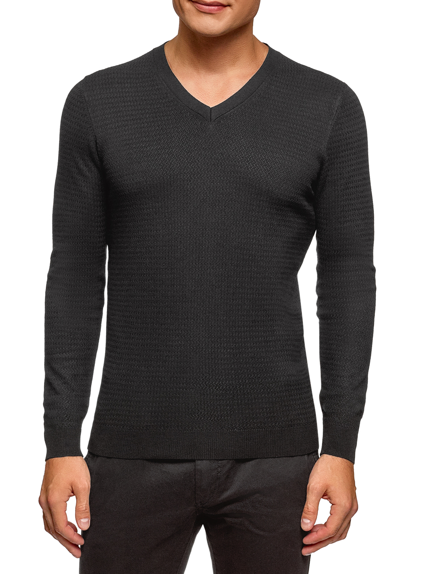 

Пуловер мужской oodji 4L212172M черный L, 4L212172M