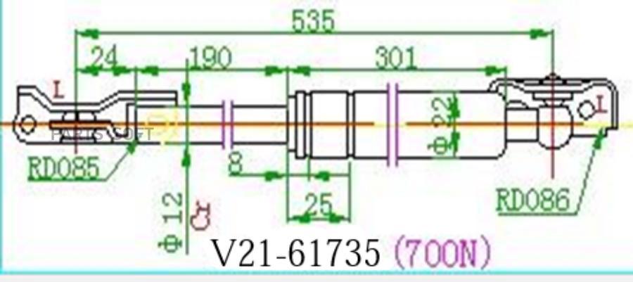 Амортизатор багажника JETT V21-61735 2367₽