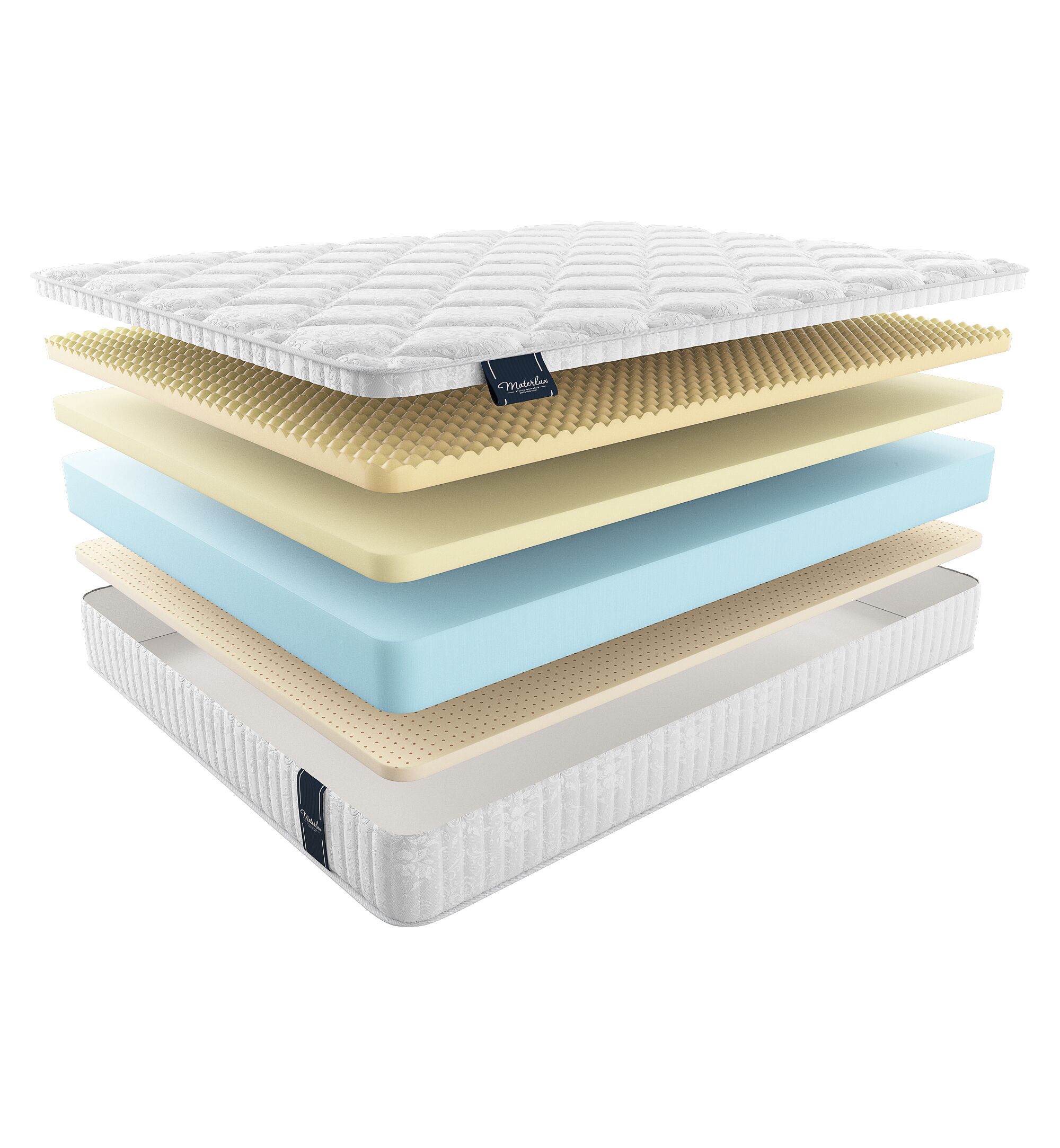 

Матрас Materlux New Elite Ondulato 210х205, Бежевый;белый;серый;серебристый, Ondulato