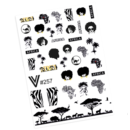 Слайдер-дизайн Vogue Nails черный лица девушки животные растения Африка