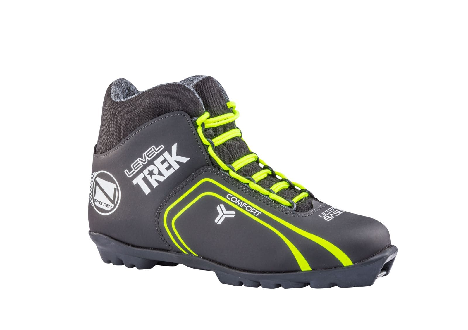 Ботинки лыжные NNN TREK Level1 черный/лого неон размер RU38 EU39 СМ24,5