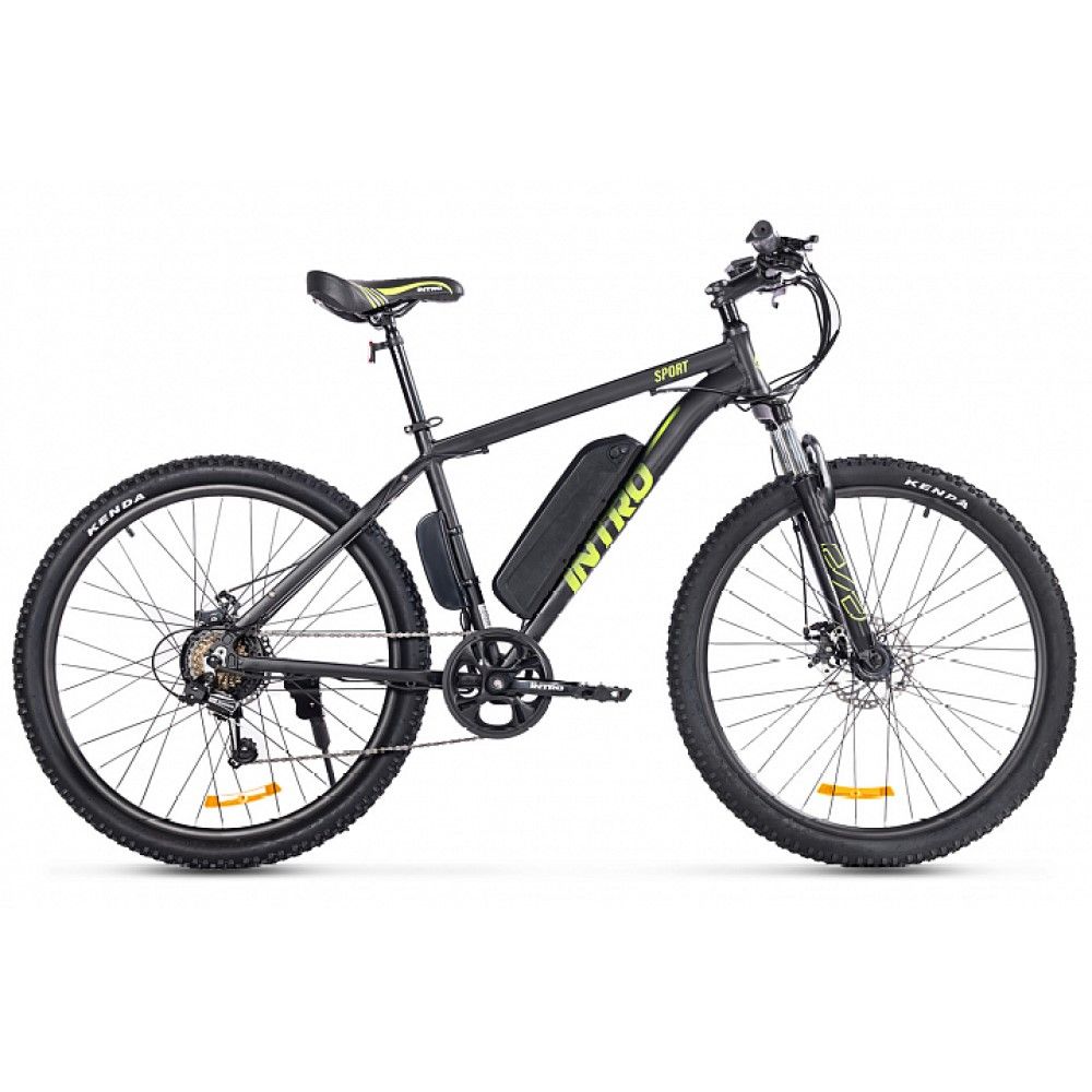 Электровелосипед INTRO Sport (2024), колеса 27.5, до 40км пробег, черно-зеленый