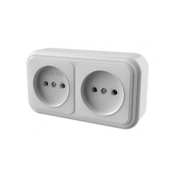 фото Розетка palazzo двухпостовая без заземления бежевая