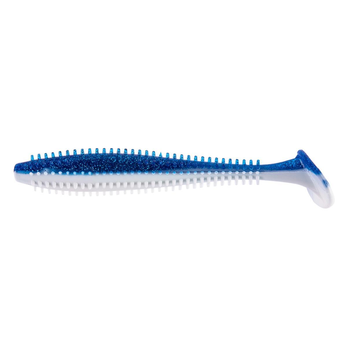 

Виброхвост несъедоб. Shaggy 3,35"/8,5 см Blue Sparkles & White 100шт. (HS-16-026-N) Helios