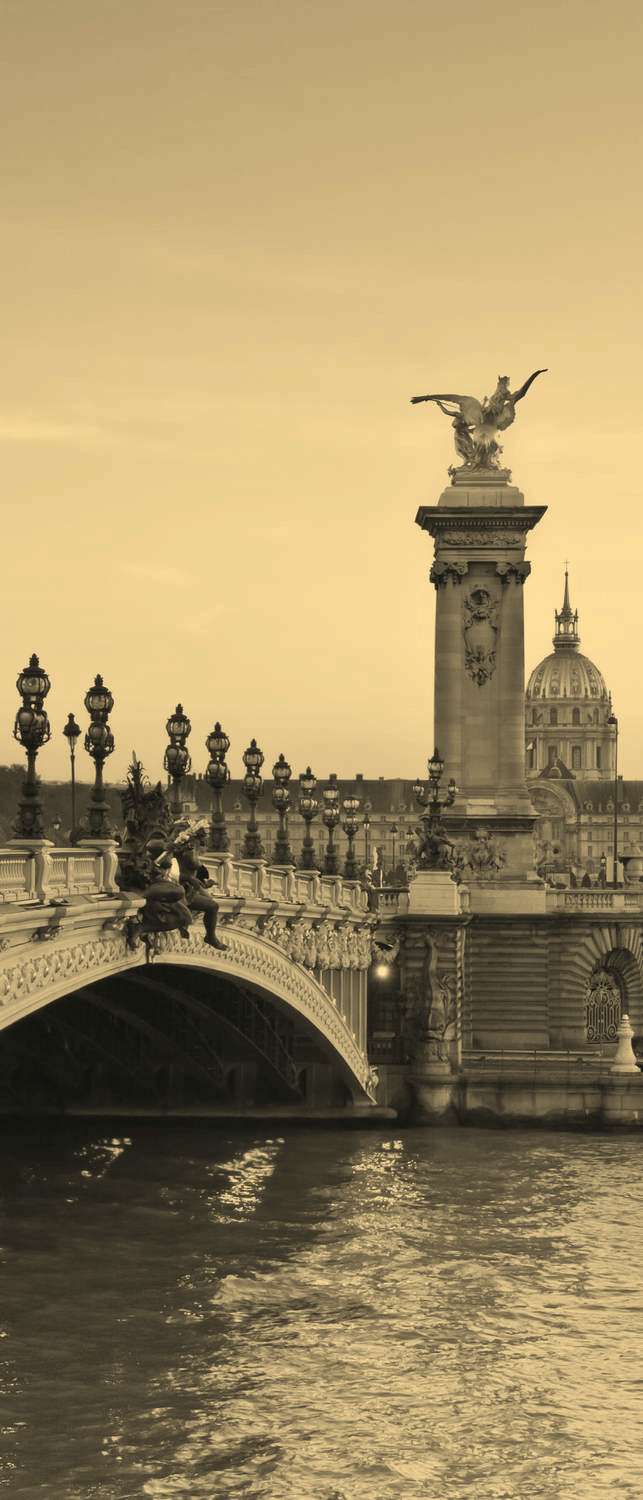 

Самоклеющиеся фотообои "Мост Александра III, Париж", 90x210 см, эффект сепия
