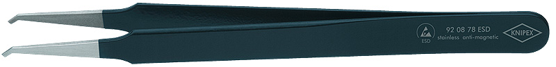 KNIPEX Пинцет ESD захватный прециз., гладкие изогнутые губки 45°, антистатический, L-120 м