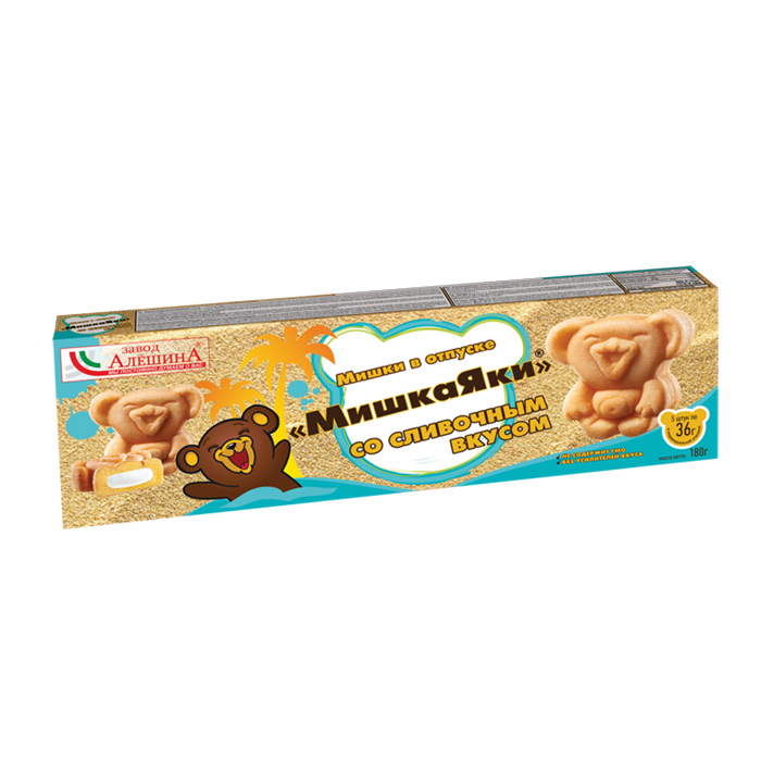 

Бисквит Завод Алешина Мишка Яки со сливочным вкусом 180 г