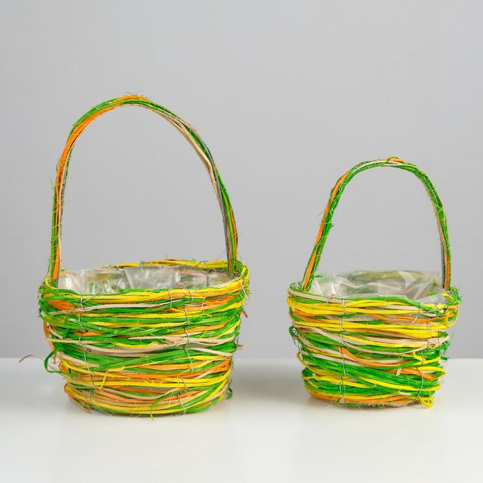 

Набор корзин , Ø15 H9/22 см,Ø12 H8/17 см, сизаль, сухоцветы