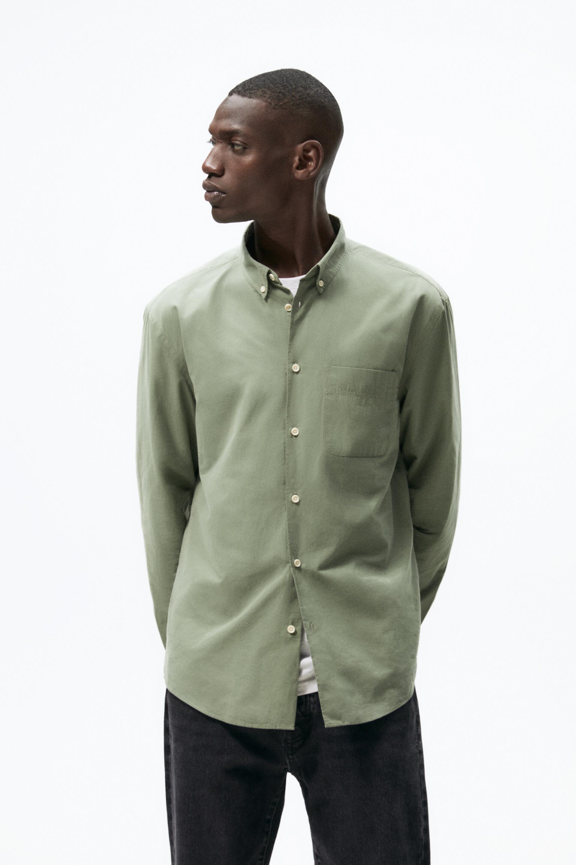 

Рубашка мужская ZARA 00975313 зеленая S (доставка из-за рубежа), 00975313