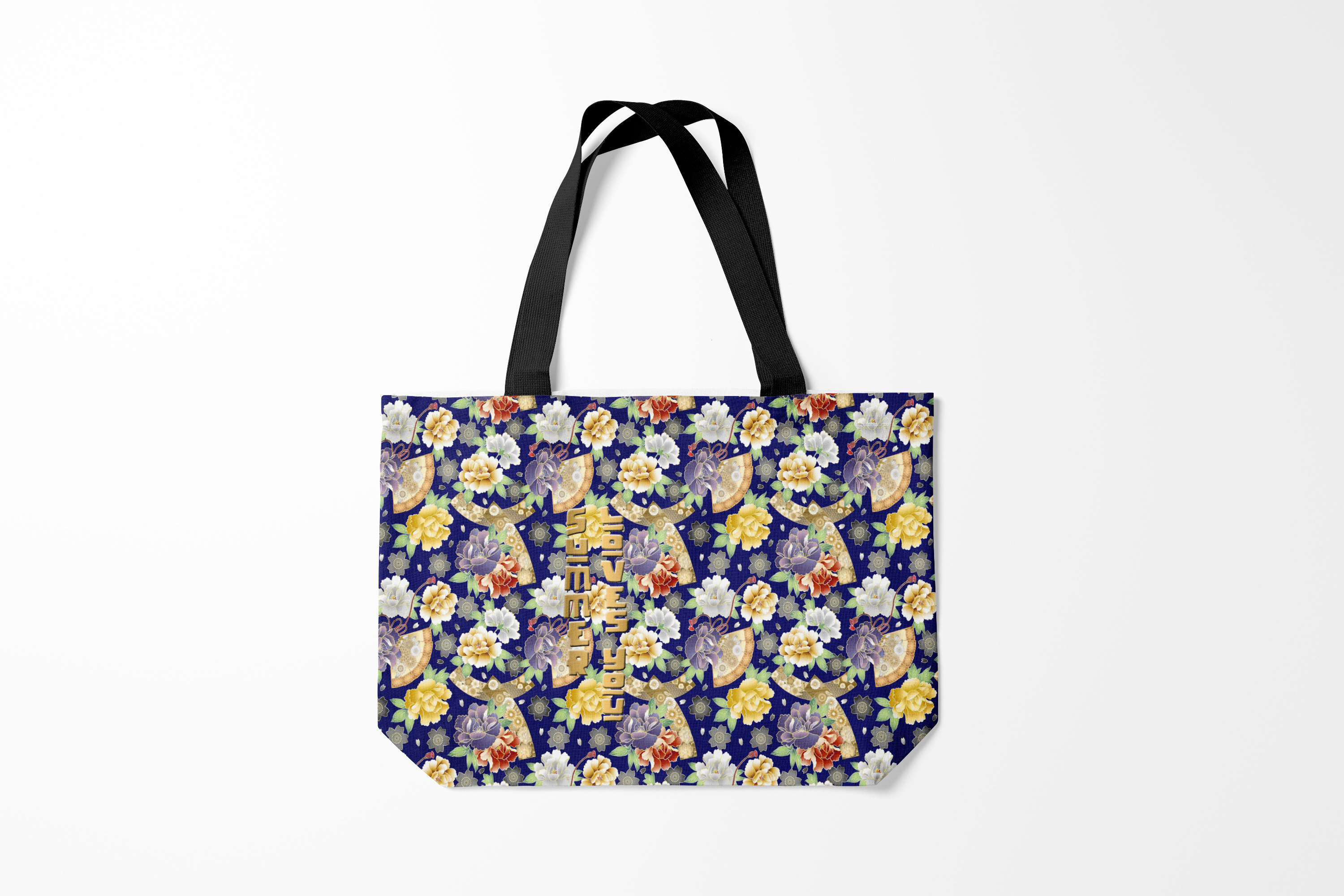 

Сумка шoппер унисекс Burnettie Иероглифы Пионы Японии Summer Loves You, синий, Иероглифы Пионы Японии Summer Loves You