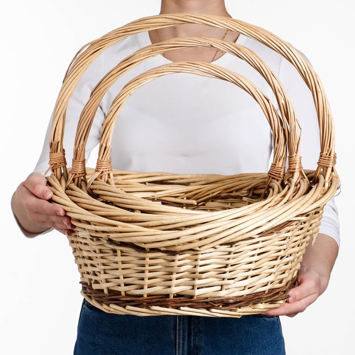 

Набор корзин плетёных, 3 шт, 47x40x19/14x40 см, натуральный