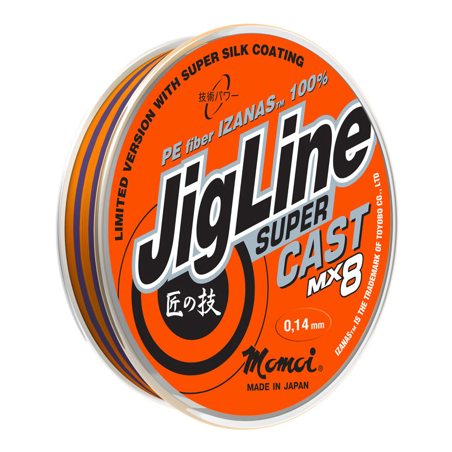 

Плетеный шнур JigLine MX8 Super Cast 0.25 мм тест 20 кг длина 100 м оранжевый фиолетовый, Разноцветный, Super Cast