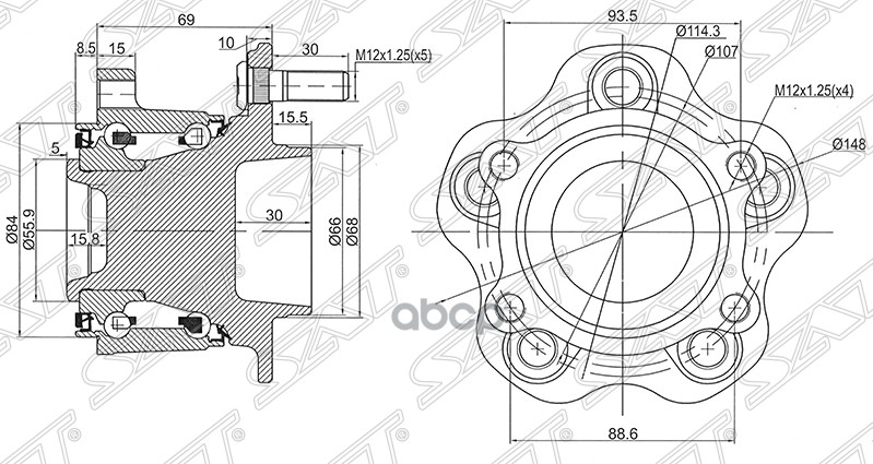 

Ступичный Узел Задн. Nissan Teana #J32 2wd/Murano #Z50 2wd/Presage #U31 2wd Sat арт. ST-43