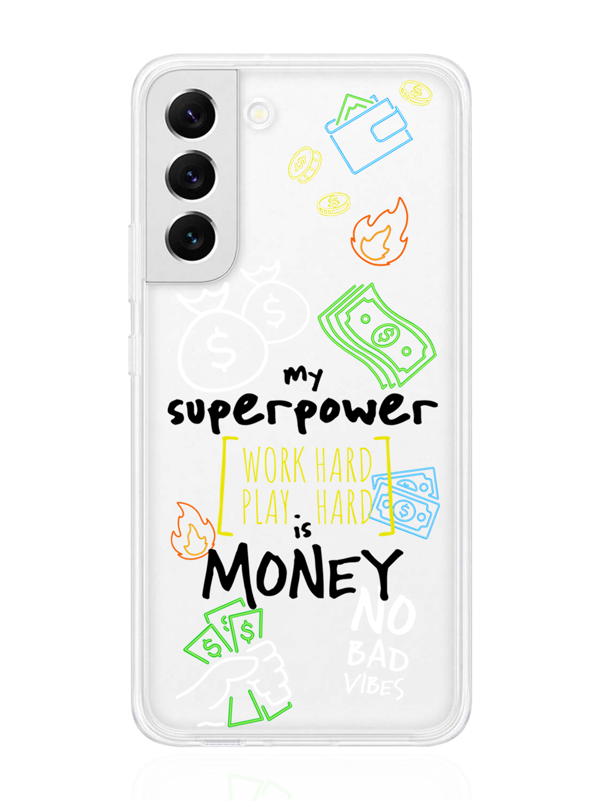 фото Чехол musthavecase для samsung galaxy s22+ my superpower is money прозрачный