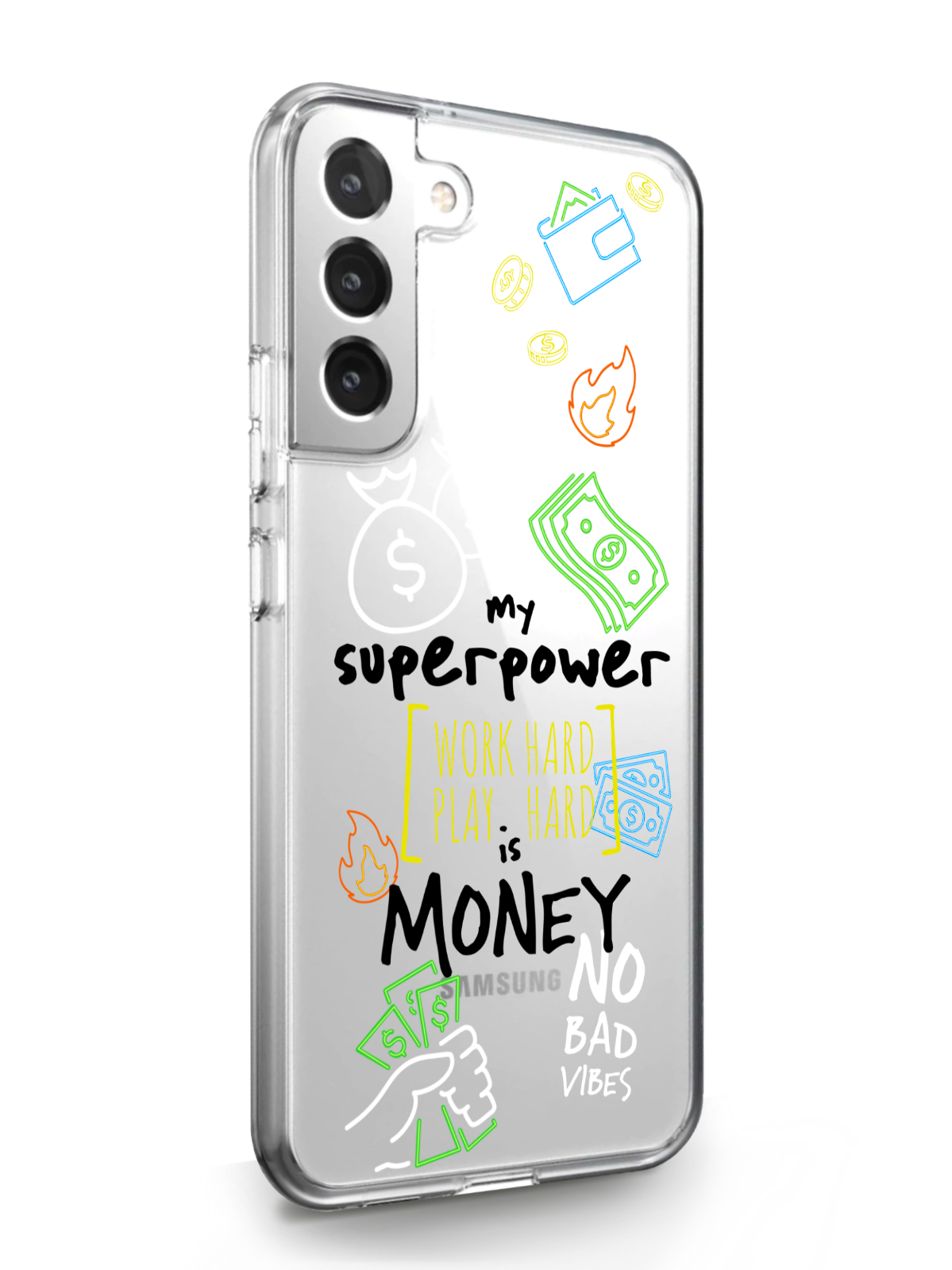 фото Чехол musthavecase для samsung galaxy s22+ my superpower is money прозрачный