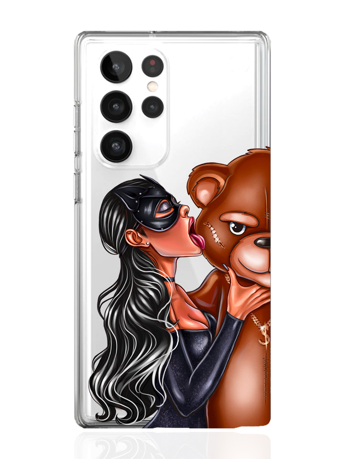 

Чехол MustHaveCase для Samsung Galaxy S22 Ultra Кошечка брюнетка и мишка прозрачный, Прозрачный;черный;коричневый, Samsung Galaxy S22 Ultra Кошечка брюнетка и мишка