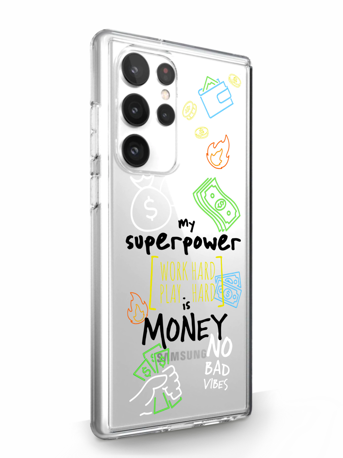 фото Чехол musthavecase для samsung galaxy s22 ultra my superpower is money прозрачный