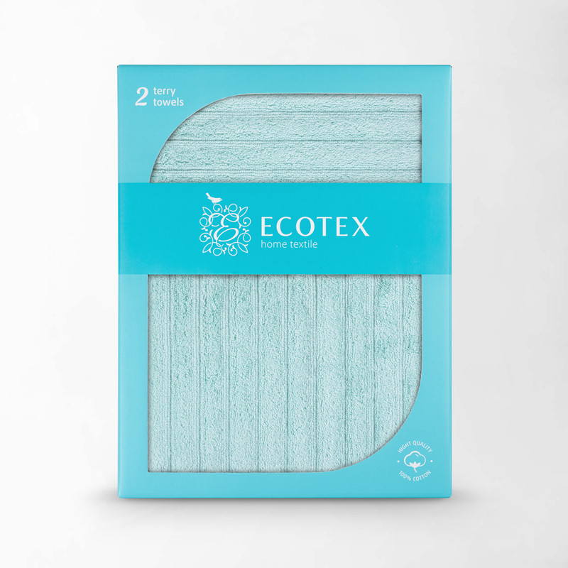 Набор полотенец махровых Ecotex Лайфстайл, 90x50, 130x70, голубой