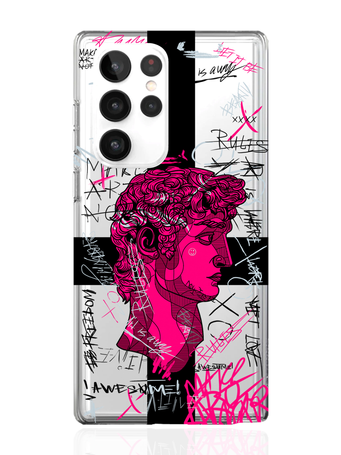 

Чехол MustHaveCase для Samsung Galaxy S22 Ultra Голова Давида граффити прозрачный, Прозрачный;розовый;черный, Samsung Galaxy S22 Ultra Голова Давида граффити