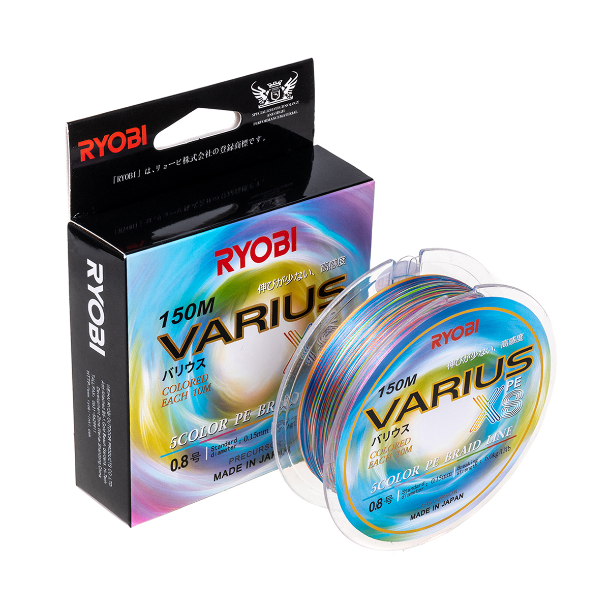 

Леска плетенка Ryobi Varius PE8X 150м 0,148мм 6кг MultiColour, Разноцветный, Varius PE8X