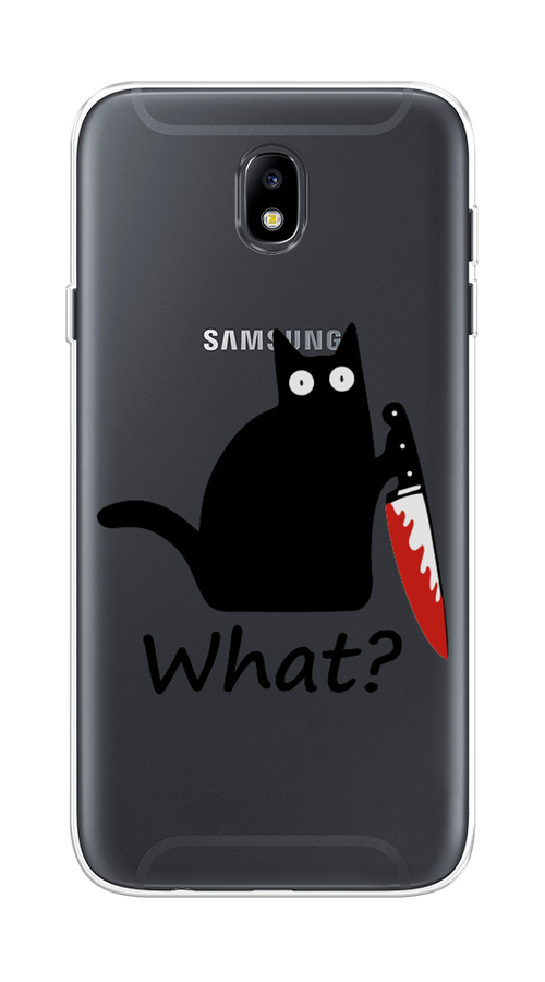 

Чехол на Samsung Galaxy J7 2017 "Котик с ножом", Черный;красный, 23150-6