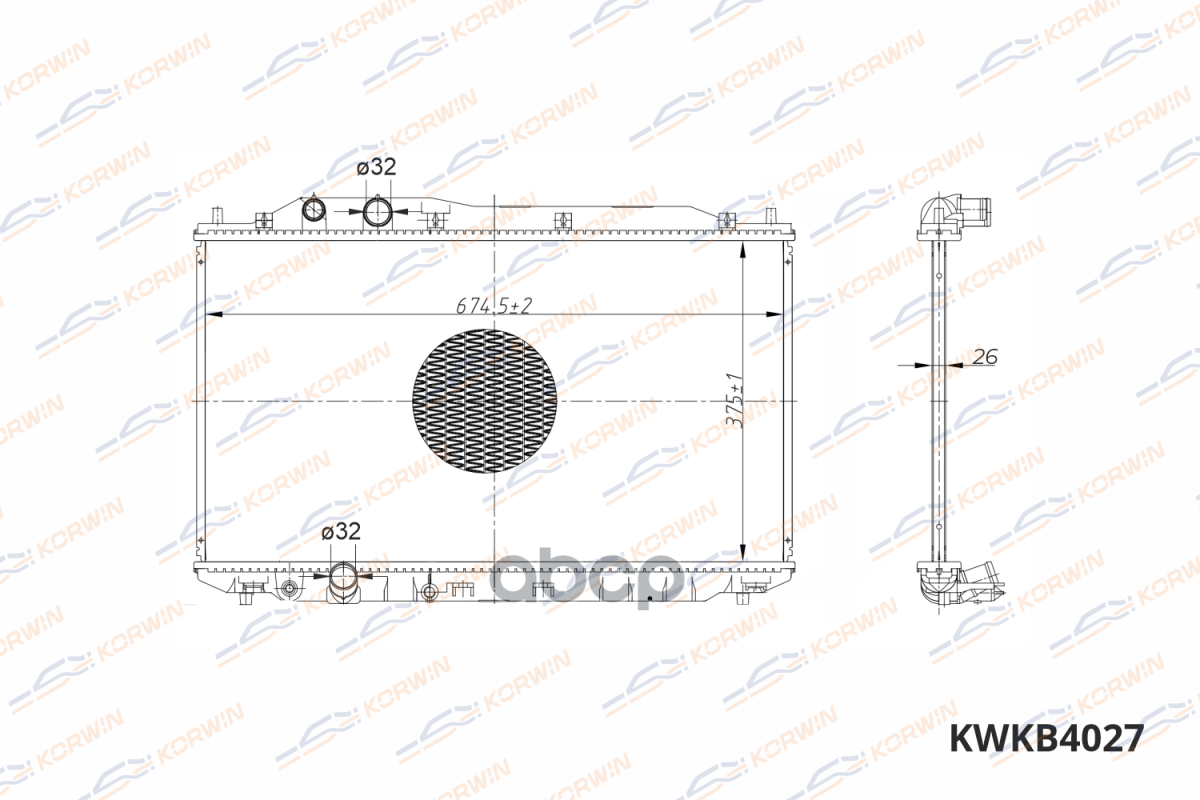 Радиатор Охлаждения Honda Civic Viii (06-) (Гарантия 2 Года) KORWIN арт. KWKB4027