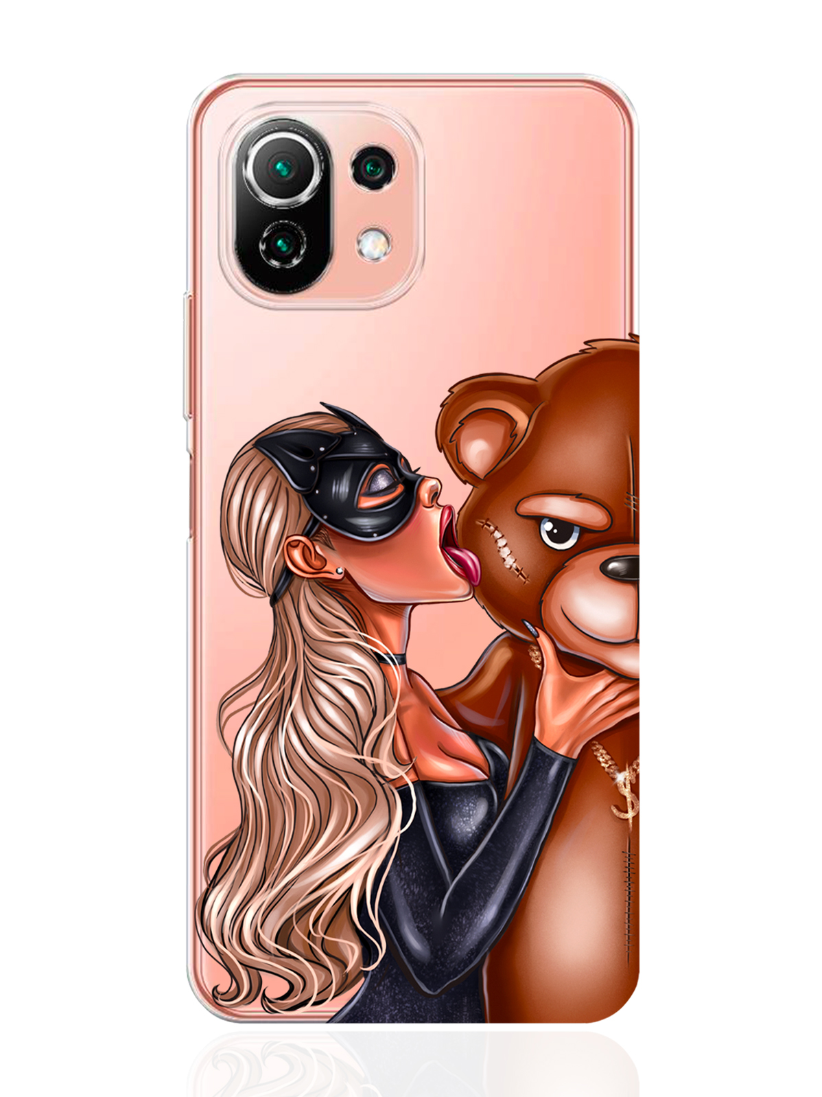 

Чехол MustHaveCase для Xiaomi Mi 11 Lite Кошечка блондинка и мишка прозрачный, Прозрачный;черный;коричневый, Xiaomi Mi 11 Lite Кошечка блондинка и мишка