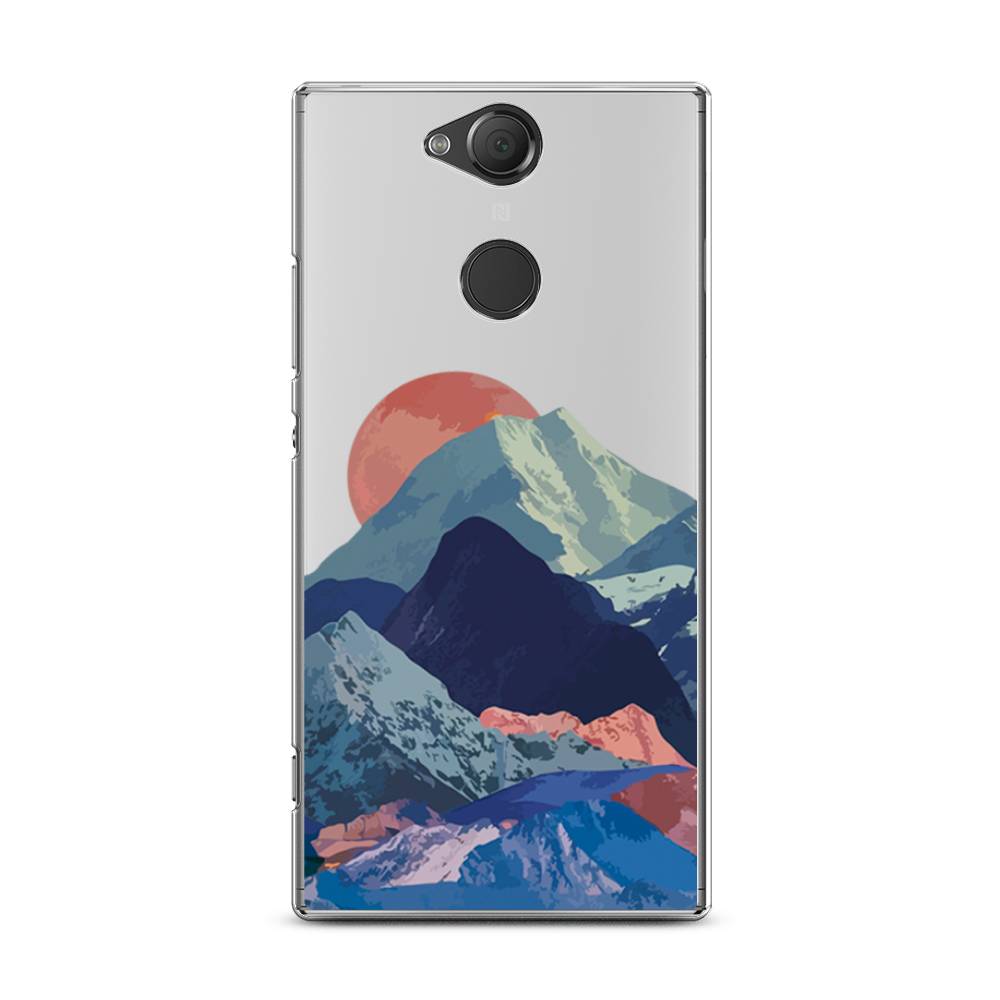 

Чехол на Sony Xperia XA2 Plus "Закат в снежных горах", Красный;серый;голубой, 53550-2